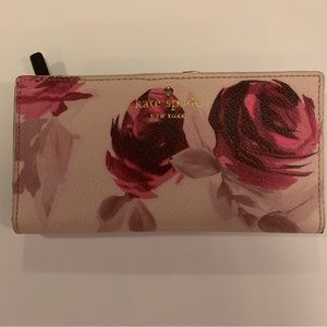 Kate Spade pink floral wallet. Slim bifold. Excellent condition.